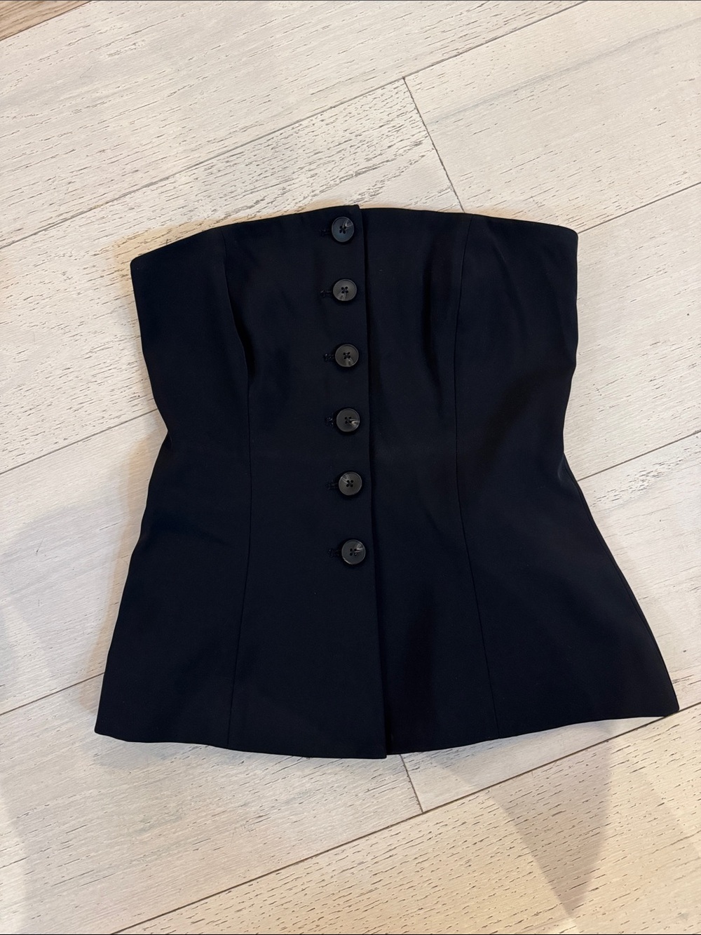 French Connection Black Strapless Button-Front Top